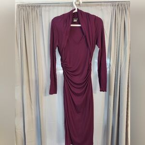 Venus BodyCon Runched Side Dress With Faux Wrap Sz Small